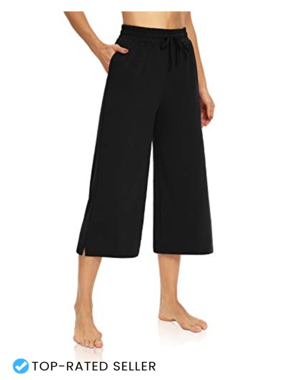 Loose Yoga Capri Pants with Pockets Wide Leg Lounge Drawstring Sweatpants